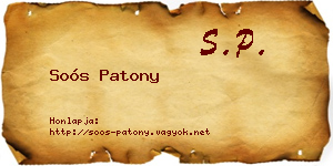 Soós Patony névjegykártya